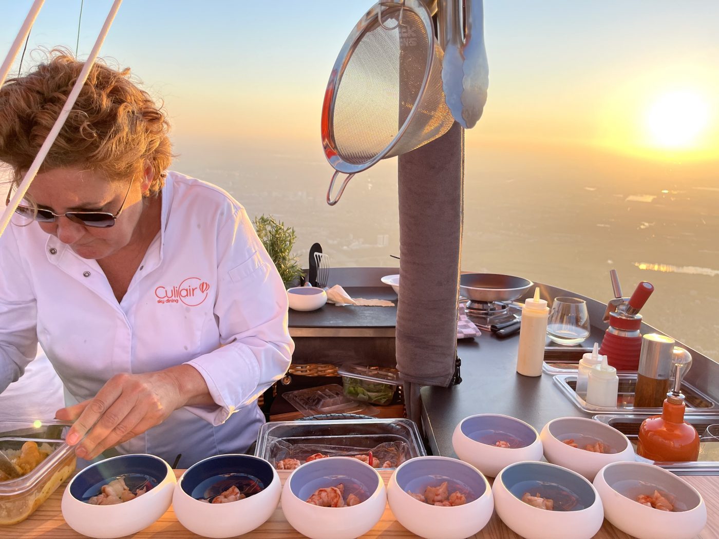 Koken op hoog niveau in een luchtballon